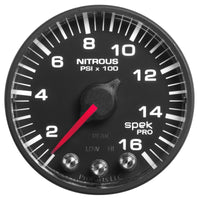 Autometer Spek-Pro Gauge Nitrous Press 2 1/16in 1600psi Stepper Motor W/Peak & Warn Blk/Blk - Burkken Auto Parts