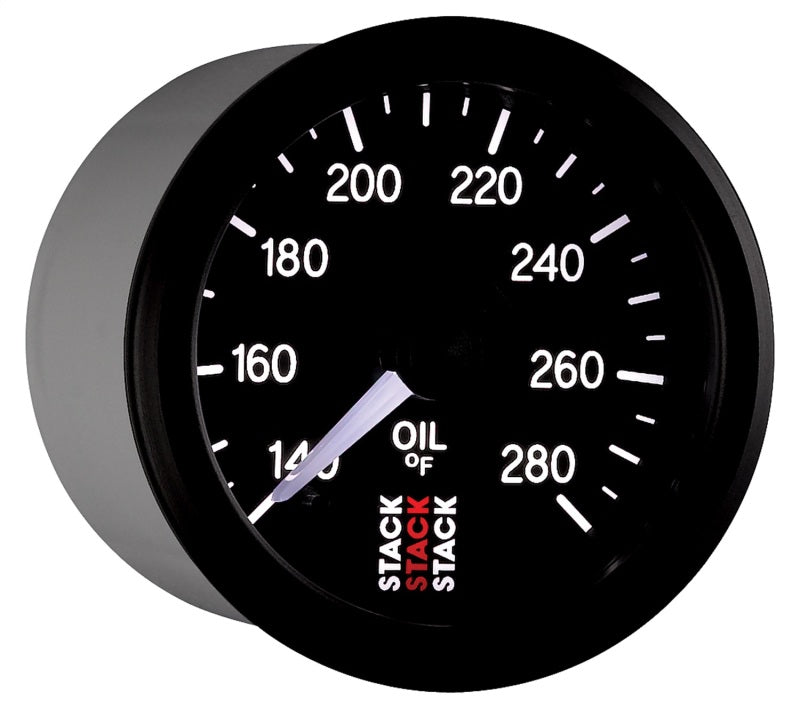 Autometer Stack 52mm 140-280 Deg F 1/8in NPTF Male Pro Stepper Motor Oil Temp Gauge - Black - Burkken Auto Parts