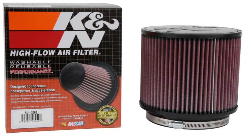 K&N Universal Rubber Filter 6in Flange ID / 7.5in OD / 6in Height / Round Straight - Burkken Auto Parts