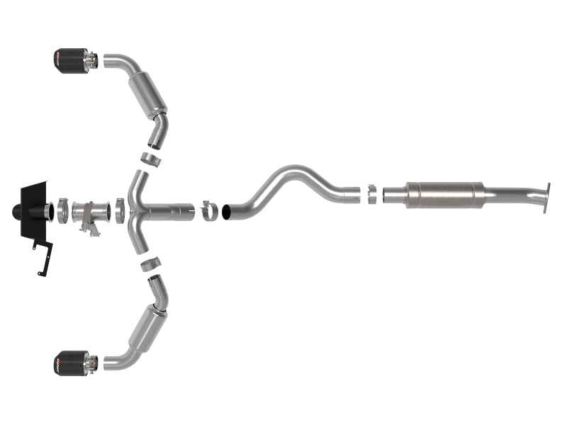 aFe 23-24 Toyota GR Corolla L3 1.6L (t) Gemini XV 3in to 2-1/2in CatBack Exhaust w/Carbon Fiber Tips - Burkken Auto Parts