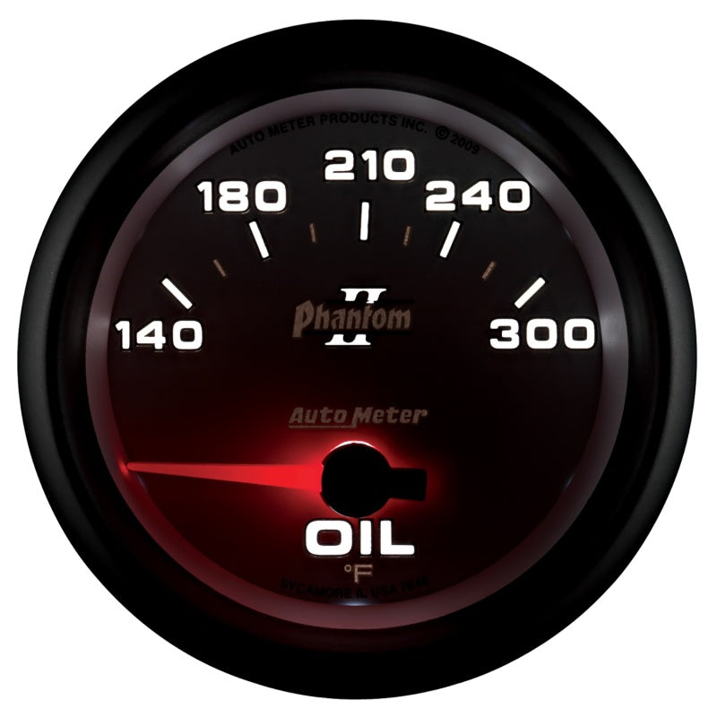 Autometer Phantom II 2 5/8in 140-300 Degree F Short Sweep Electronic Oil Temperature Gauge - Burkken Auto Parts