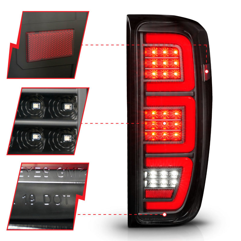ANZO 19-23 GMC Sierra 1500/2500HD/3500HD Black Replacement Full LED Bar Tail Light - Burkken Auto Parts