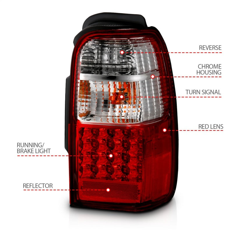 ANZO 2001-2002 Toyota 4 Runner LED Taillights Red/Clear - Burkken Auto Parts