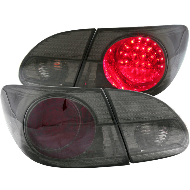 ANZO 2003-2008 Toyota Corolla LED Taillights Red/Smoke - Burkken Auto Parts