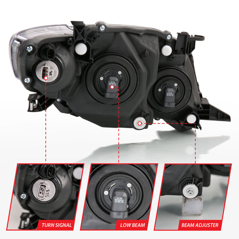 ANZO 2009-2010 Toyota Corolla Crystal Headlight Black Amber - Burkken Auto Parts