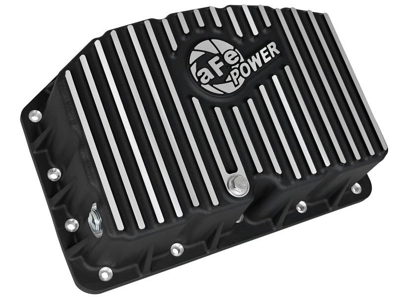 AFE Pro Series Engine Oil Pan Black w/Machined Fins; 11-16 Ford Powerstroke V8-6.7L (td) - Burkken Auto Parts