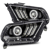 AlphaRex 10-12 Ford Mustang LUXX LED Proj Headlights Plank Style Black w/Activ Light/Seq Signal - Burkken Auto Parts