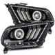 AlphaRex 10-12 Ford Mustang LUXX LED Proj Headlights Plank Style Black w/Activ Light/Seq Signal - Burkken Auto Parts