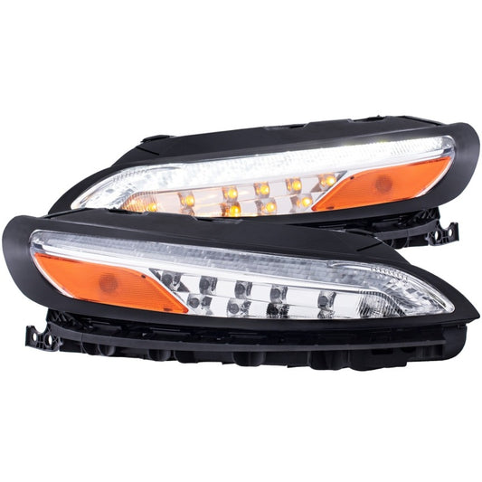 ANZO 2014-2016 Jeep Cherokee LED Parking Lights Chrome w/ Amber Reflector - Burkken Auto Parts