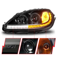 ANZO 05-13 Chevrolet Corvette Projector Headlights w/switchback & Sequential LED - Black Amber - Burkken Auto Parts