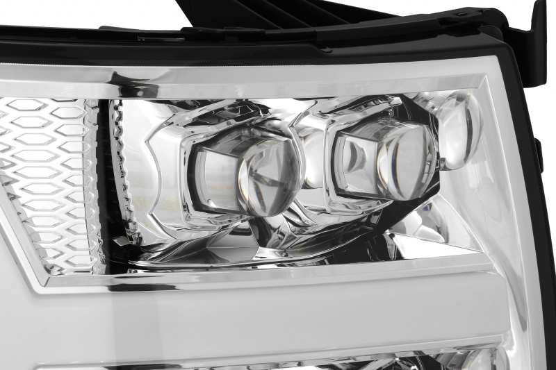AlphaRex 07-13 Chevy 1500HD NOVA LED Proj Headlights Plank Style Chrm w/Activ Light/Seq Signal - Burkken Auto Parts