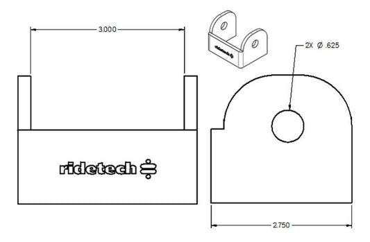 Ridetech Large Rod End Bracket for 3in Wide Rod End