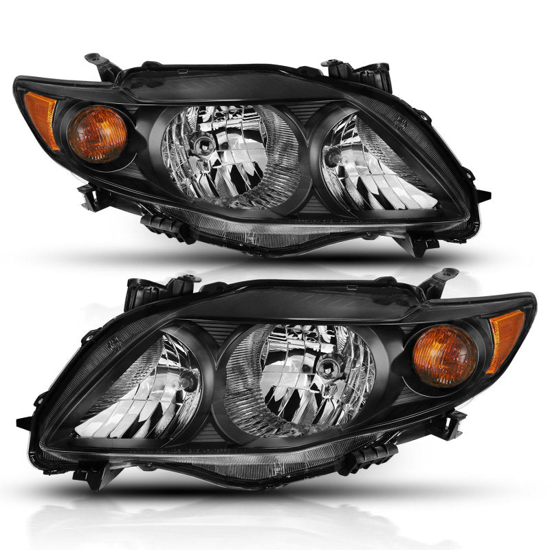 ANZO 2009-2010 Toyota Corolla Crystal Headlight Black Amber - Burkken Auto Parts