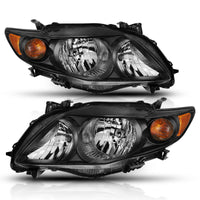 ANZO 2009-2010 Toyota Corolla Crystal Headlight Black Amber - Burkken Auto Parts