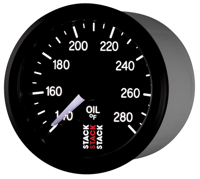 Autometer Stack 52mm 140-280 Deg F 1/8in NPTF Male Pro Stepper Motor Oil Temp Gauge - Black - Burkken Auto Parts