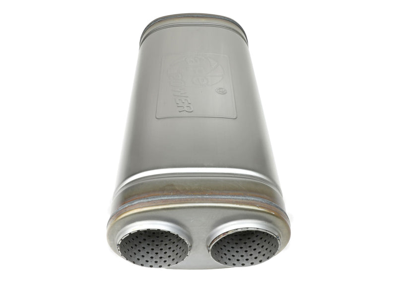 aFe MACH Force-Xp 409 SS Muffler 3in Dual Inlet/Dual Outlet 5in H x 8in W x 18in L - Oval Body - Burkken Auto Parts