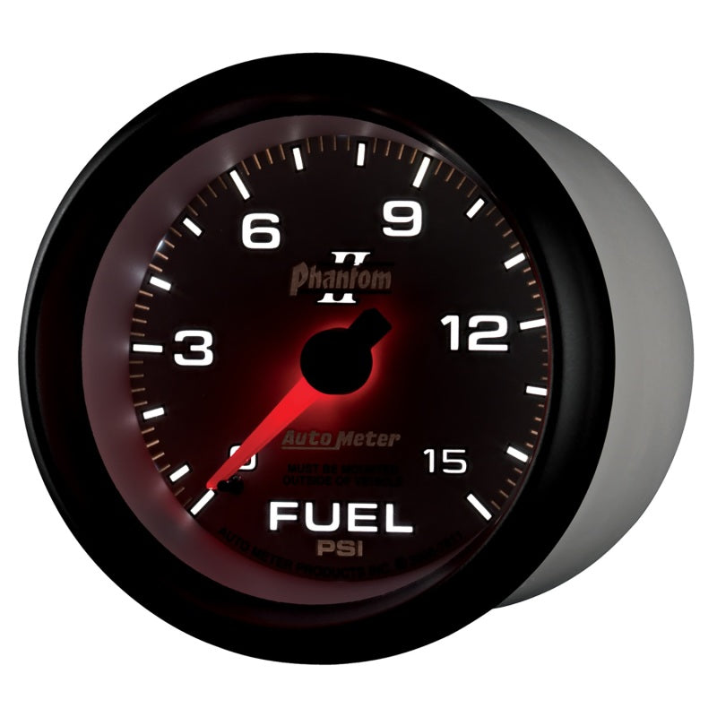 Autometer Phantom II 2-5/8in 0-15PSI Mechanical Fuel Pressure Gauge - Burkken Auto Parts