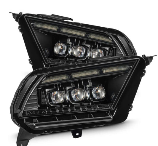 AlphaRex 10-12 Ford Mustang NOVA-Series LED Proj. Headlights Alpha-Blk w/Activ Lght & Seq.Sig SB DBL - Burkken Auto Parts