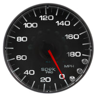 Autometer Spek-Pro Gauge Speedometer 5in 180 Mph Elec. Programmable Black/Black - Burkken Auto Parts