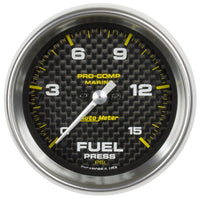 Autometer Marine Carbon Fiber 2-1/16in 15 PSI Digital Stepper Motor Fuel Pressure Gauge - Burkken Auto Parts