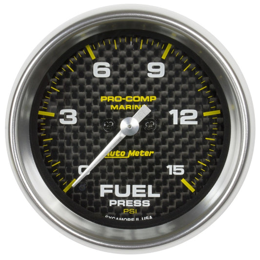 Autometer Marine Carbon Fiber 2-1/16in 15 PSI Digital Stepper Motor Fuel Pressure Gauge - Burkken Auto Parts