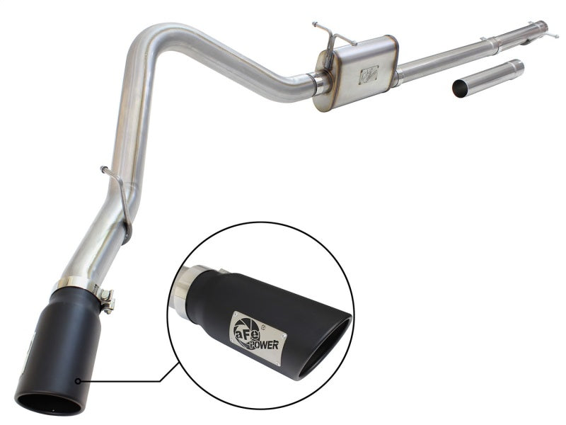 aFe MACHForce XP Exhaust 3in-3.5in SS Single Side Ext CB w/ Black Tip 99-04 Ford F150 V8 5.4L/6.8L - Burkken Auto Parts