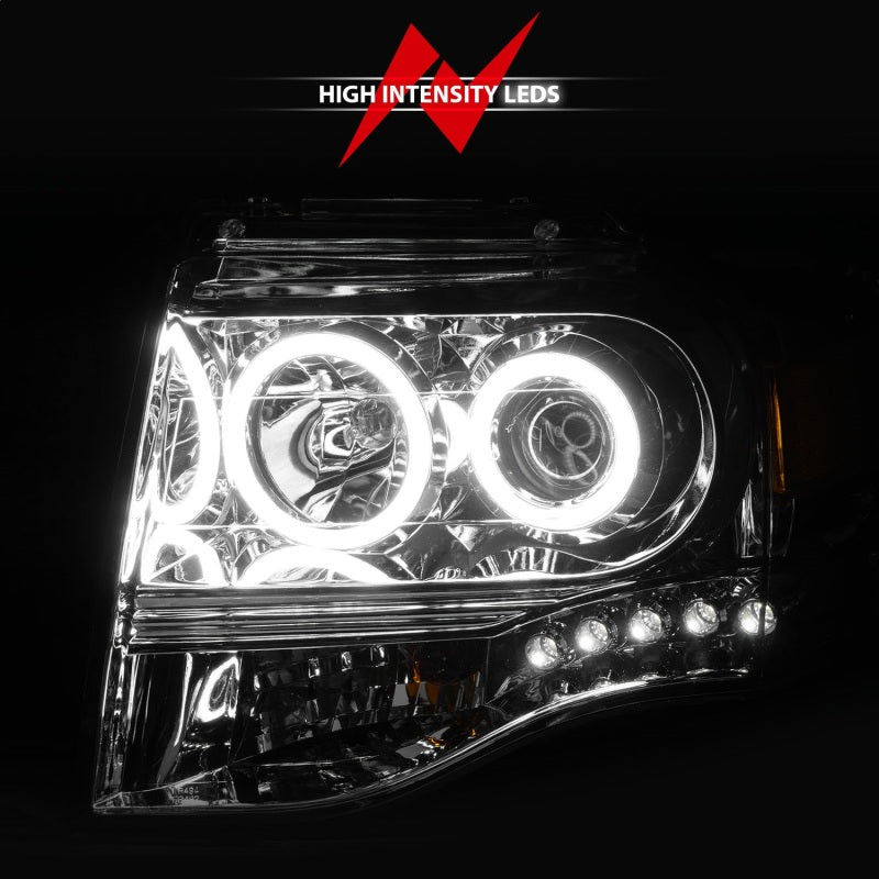 ANZO 2007-2014 Ford Expedition Projector Headlights Chrome - Burkken Auto Parts
