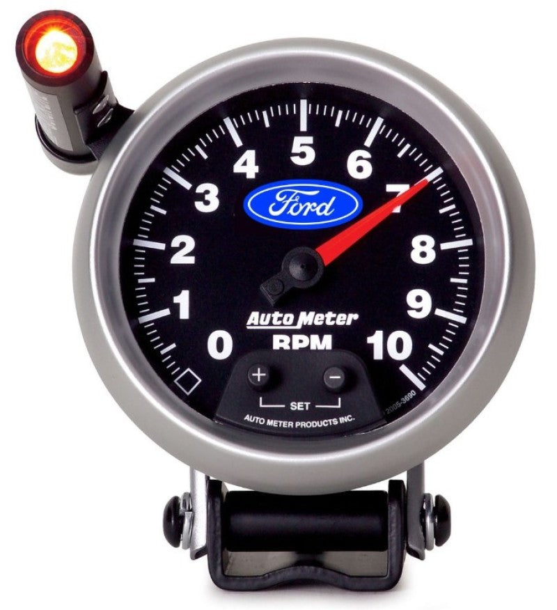 Autometer Ford 3-3/4in. 10K RPM Pedestal w/ Ext. Quick-Lite Tachometer Gauge - Burkken Auto Parts