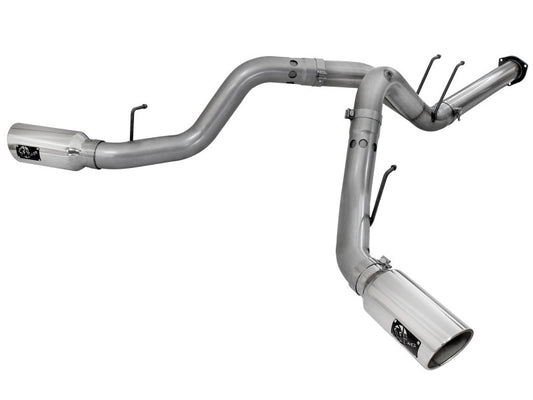 aFe Large Bore-HD 4in 409 Stainless Steel DPF-Back Exhaust w/Polished Tips 15-16 Ford Diesel Truck - Burkken Auto Parts