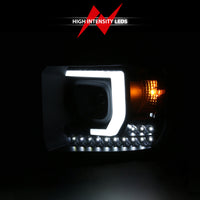 ANZO 2014-2015 GMC Sierra 1500HD Projector Plank Style Headlight Black W/ DRL - Burkken Auto Parts