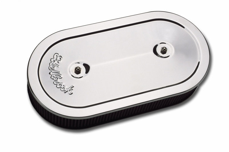 Edelbrock Air Cleaner Pro-Flo Series Oval Steel Top 13 5In X 7In X 3 5In Dual Carburetor Chrome - Burkken Auto Parts