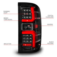 ANZO 15-19 Chevrolet Silverado 2500 HD/3500 HD LED Taillight w/ Sequential Black Housing/Clear Lens - Burkken Auto Parts