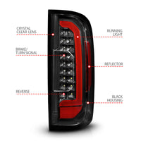 ANZO 15-21 GMC Canyon Full LED Taillights w/ Red Lightbar Black Housing/Clear Lens - Burkken Auto Parts