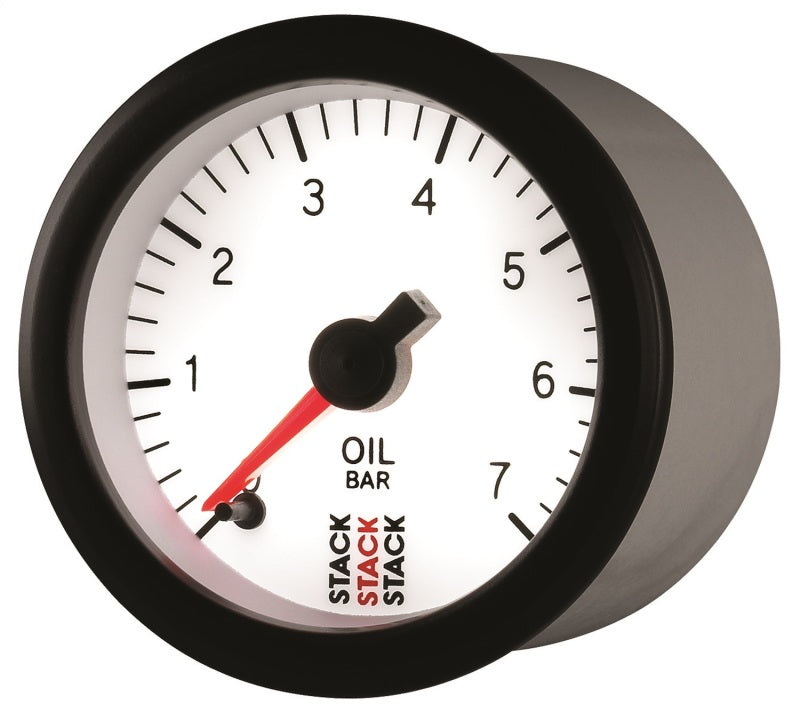 Autometer Stack 52mm 0-7 Bar M10 Male Pro Stepper Motor Oil Pressure Gauge - White - Burkken Auto Parts