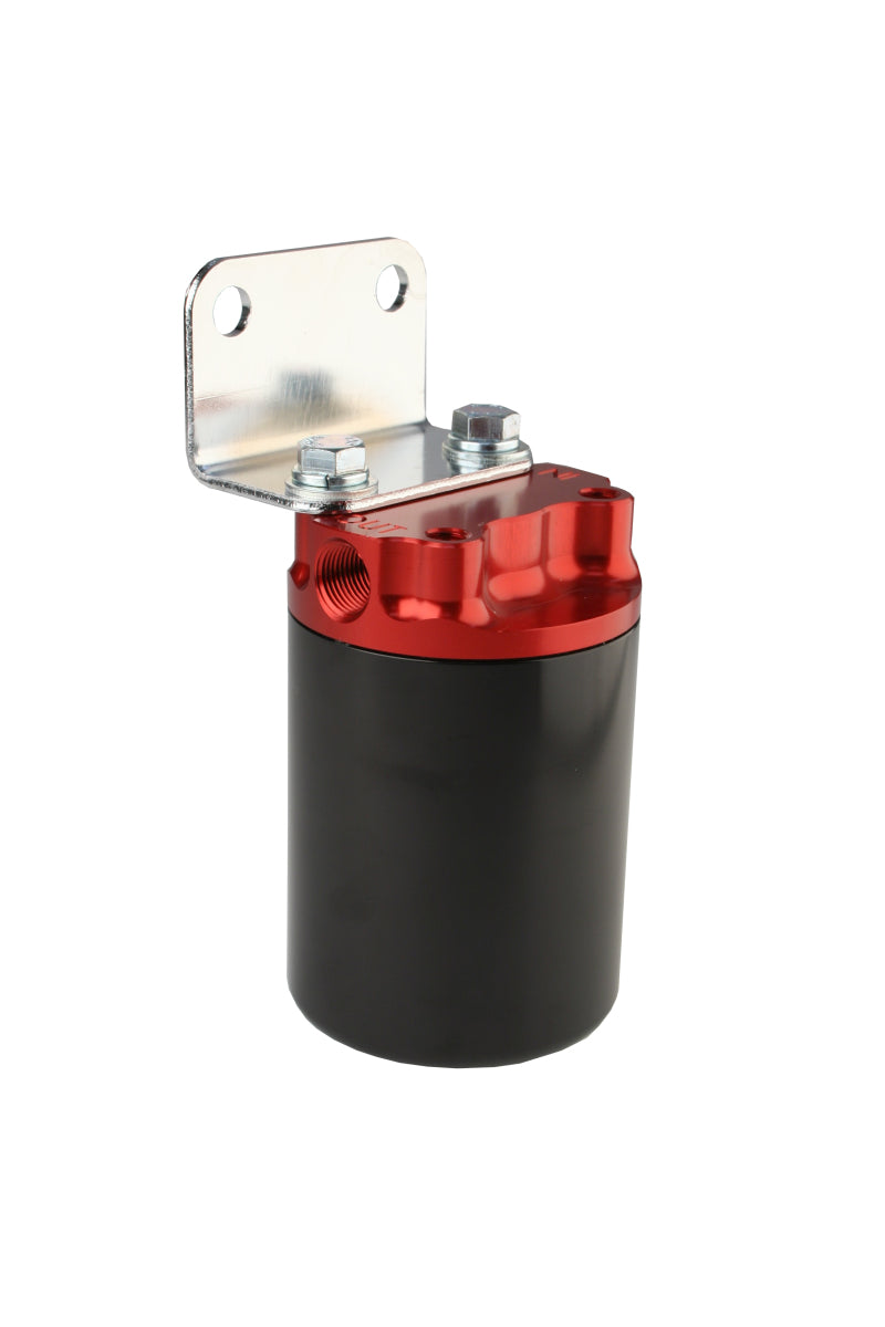 Aeromotive SS Series Billet Canister Style Fuel Filter Anodized Black/Red - 10 Micron Fabric Element - Burkken Auto Parts