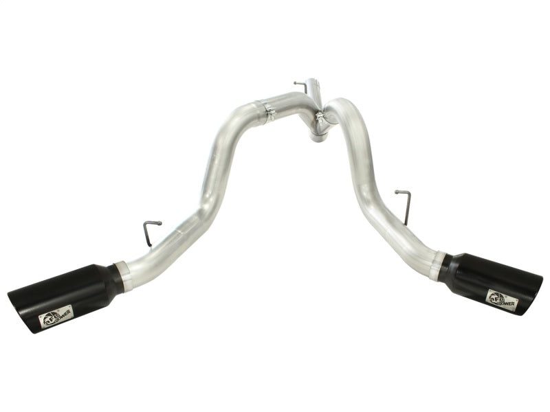 aFe MACHForce XP Exhaust Aluminized Dual Split DPF Back 11-15 GM Diesel Truck V8-6.6L (td) (BLK tip) - Burkken Auto Parts