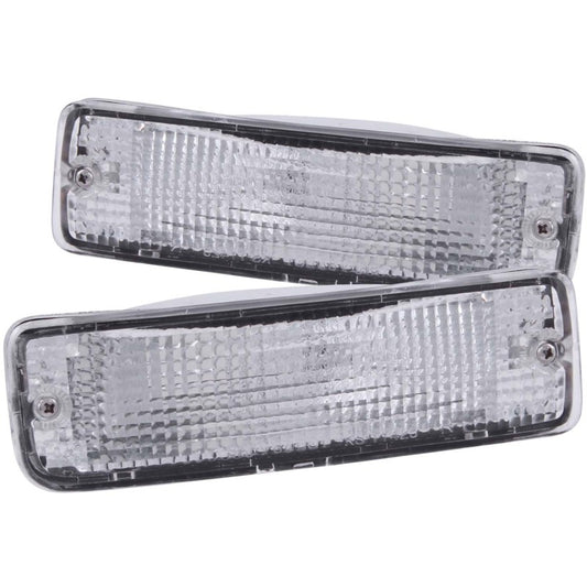 ANZO 1989-1995 Toyota Pickup Euro Parking Lights Chrome w/ Amber Reflector - Burkken Auto Parts