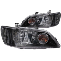 ANZO 2002-2003 Mitsubishi Lancer Crystal Headlights Black - Burkken Auto Parts