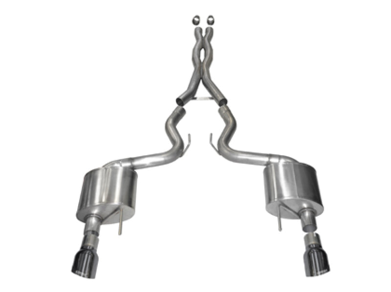 Corsa 2015-17 Ford Mustang GT Coupe 5.0L 3in Sport Cat-Back Exhaust Dual Rear Exit w/ Gun Metal Tips - Burkken Auto Parts