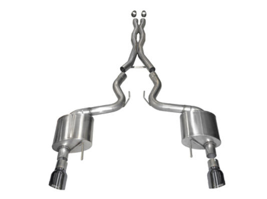 Corsa 2015-17 Ford Mustang GT Coupe 5.0L 3in Sport Cat-Back Exhaust Dual Rear Exit w/ Gun Metal Tips - Burkken Auto Parts