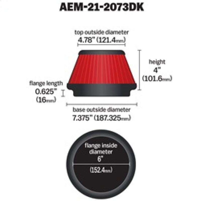 AEM 5 in x 5 in Dryflow Air Filter - Burkken Auto Parts