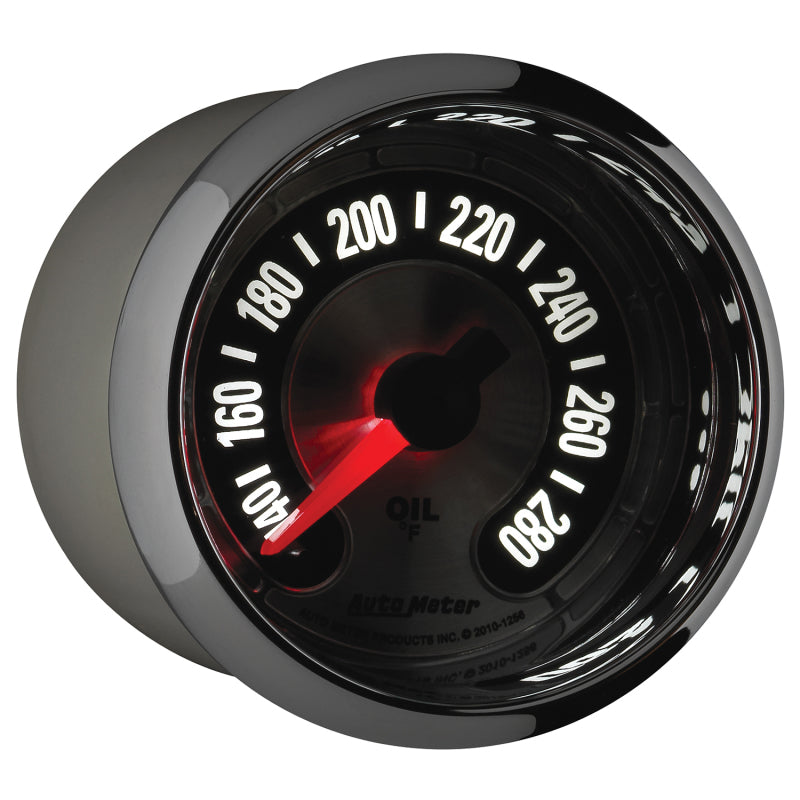 Autometer American Muscle 2-1/16in Full Sweep Electric Digital Stepper 140-280 Deg F Oil Temp Gauge - Burkken Auto Parts