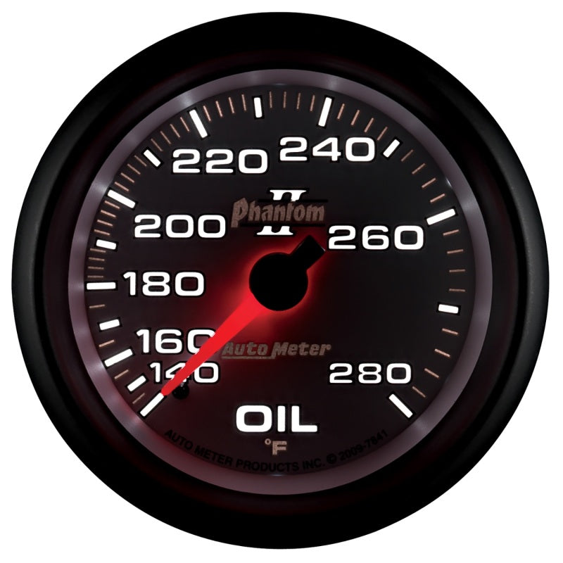 AutoMeter Gauge Oil Temp 2-5/8in. 140-280 Deg. F Mechanical Phantom II - Burkken Auto Parts