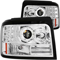 ANZO 1992-1996 Ford F-150 Projector Headlights w/ Halo Chrome w/ Side Markers and Parking Lights - Burkken Auto Parts