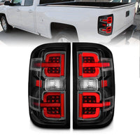 ANZO 15-19 Chevy Silverado 2500HD/3500HD (Halgn Only) LED Tail Lights w/Black Light Bar & Clear Lens - Burkken Auto Parts