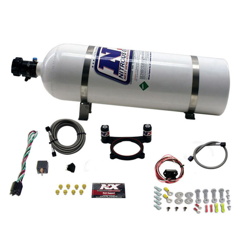 Nitrous Express 11-15 Ford Mustang GT 5.0L Coyote 4 Valve Nitrous Plate Kit (50-200HP) w/15lb Bottle - Burkken Auto Parts