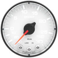 Autometer Spek-Pro Gauge Vac/Boost 2 1/16in 30Inhg-30psi Stepper Motor W/Peak & Warn White/Black - Burkken Auto Parts