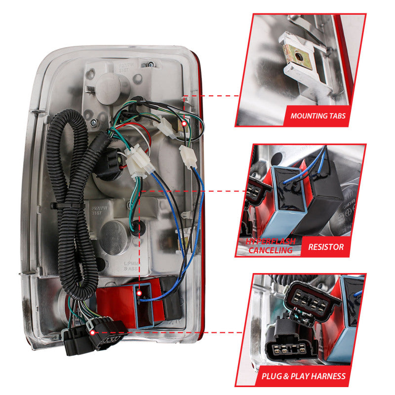 ANZO 2000-2006 Chevrolet Suburban LED Taillights Red/Clear - Burkken Auto Parts
