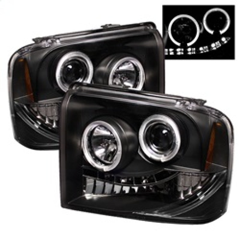 Spyder Ford F250/350/450 Super Duty 05-07 Projector Headlights LED Halo- LED Blk PRO-YD-FS05-HL-BK - Burkken Auto Parts