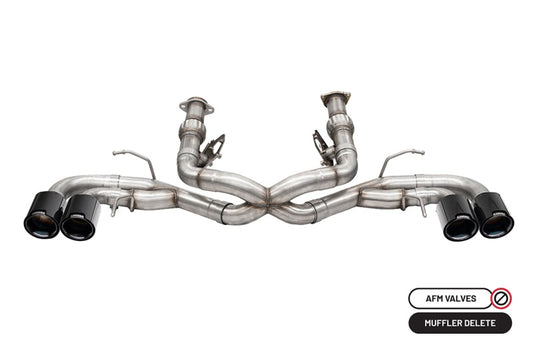 Corsa 2020-2025 Chevrolet Corvette C8 RWD 3in Track Cat-Back Delete Exhaust w/4.5in CF Black PVDTips - Burkken Auto Parts